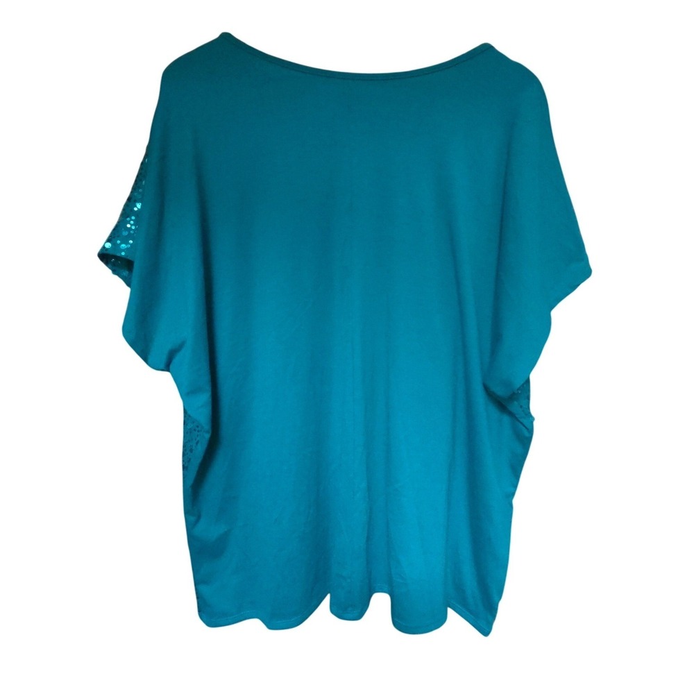 Lane Bryant Teal Blue Sequin V-Neck Dolman Sleeve Top Plus Size 22/24 NWT - Picture 4 of 6